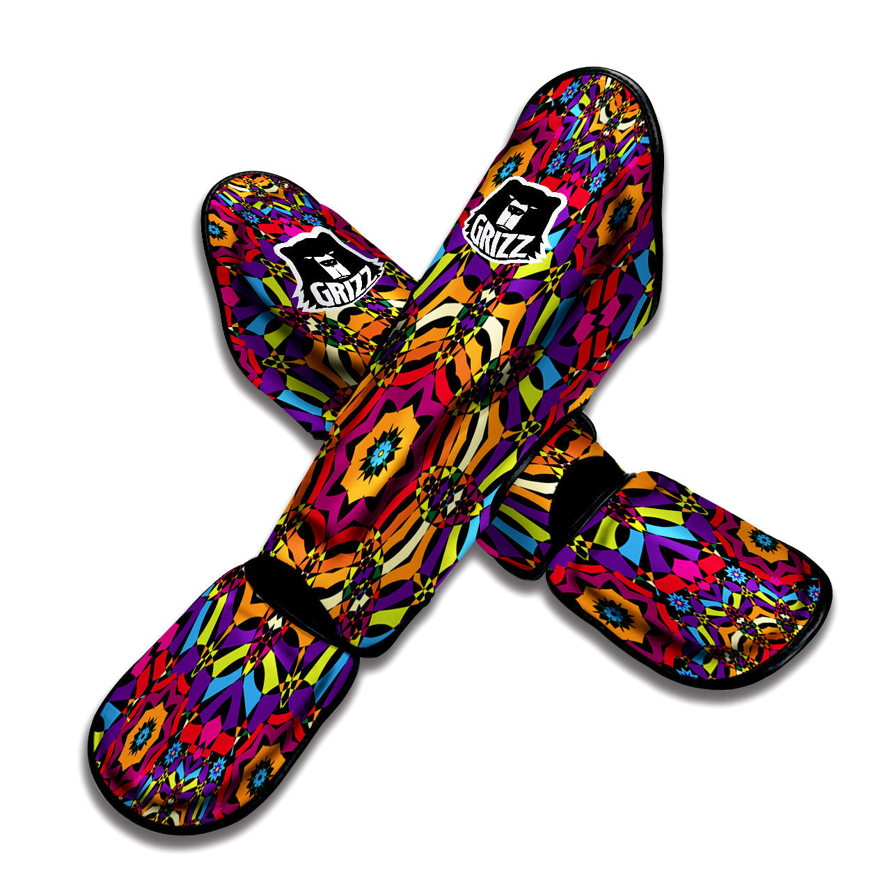 Kaleidoscope Psychedelic Colorful Print Muay Thai Shin Guards-grizzshop