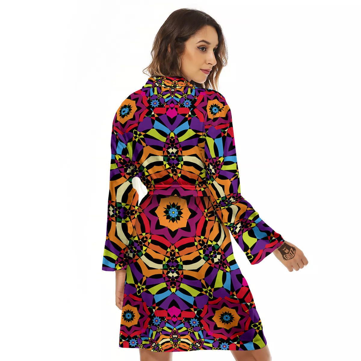 Kaleidoscope Psychedelic Colorful Print Women's Robe-grizzshop