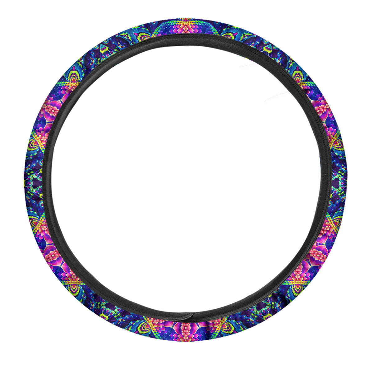 Kaleidoscope Psychedelic Print Pattern Car Steering Wheel Cover-grizzshop