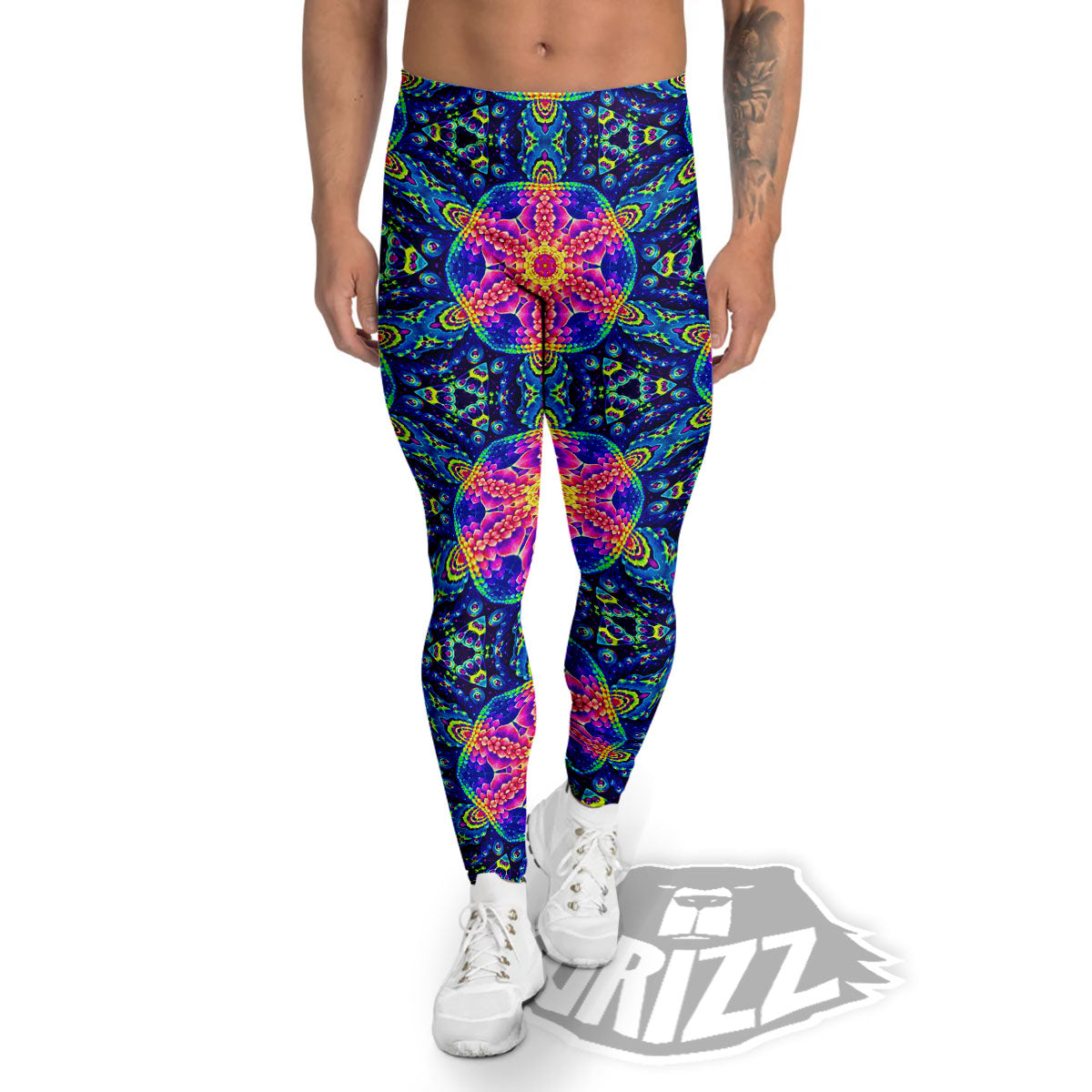 Kaleidoscope Psychedelic Print Pattern Men's Leggings-grizzshop