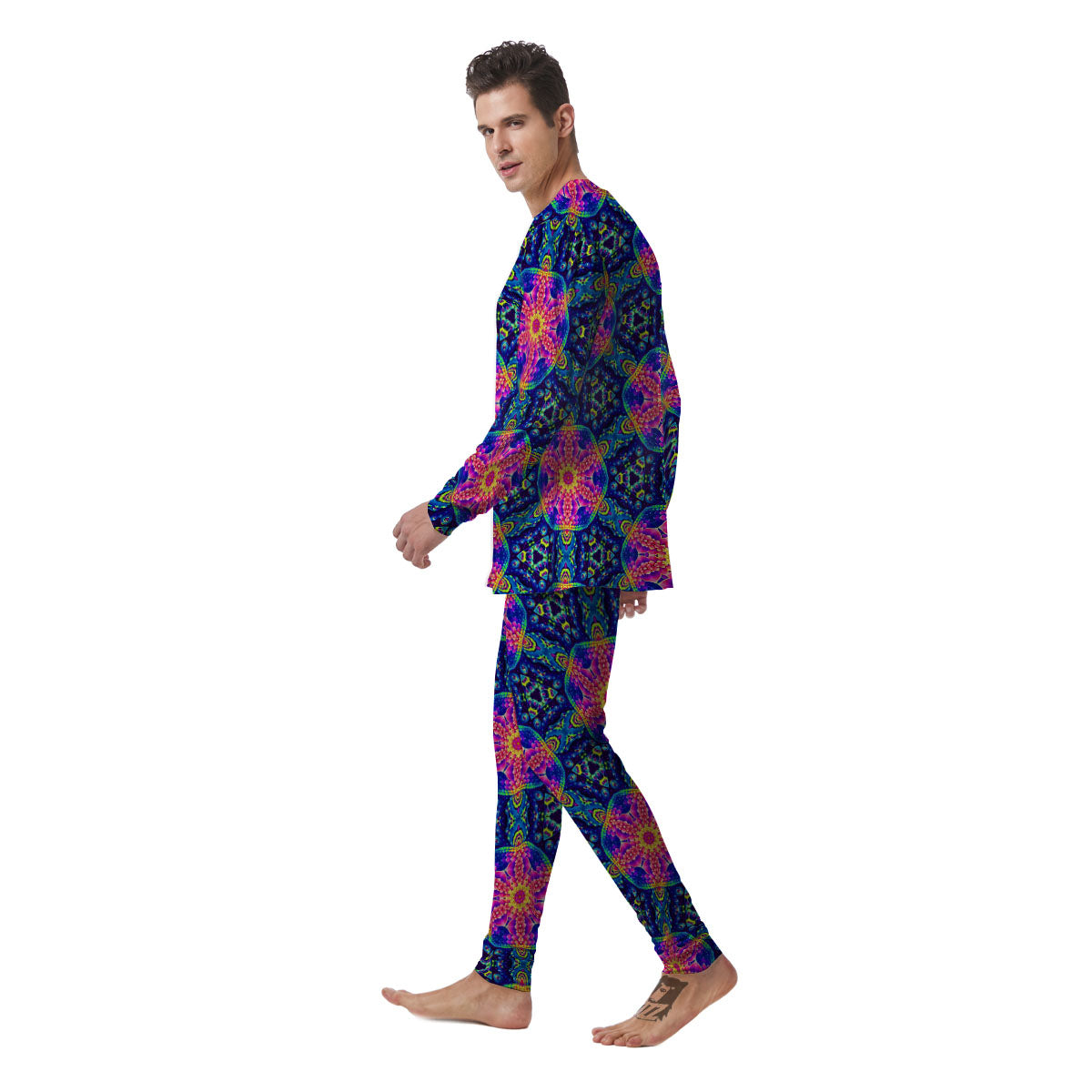 Kaleidoscope Psychedelic Print Pattern Men's Pajamas-grizzshop
