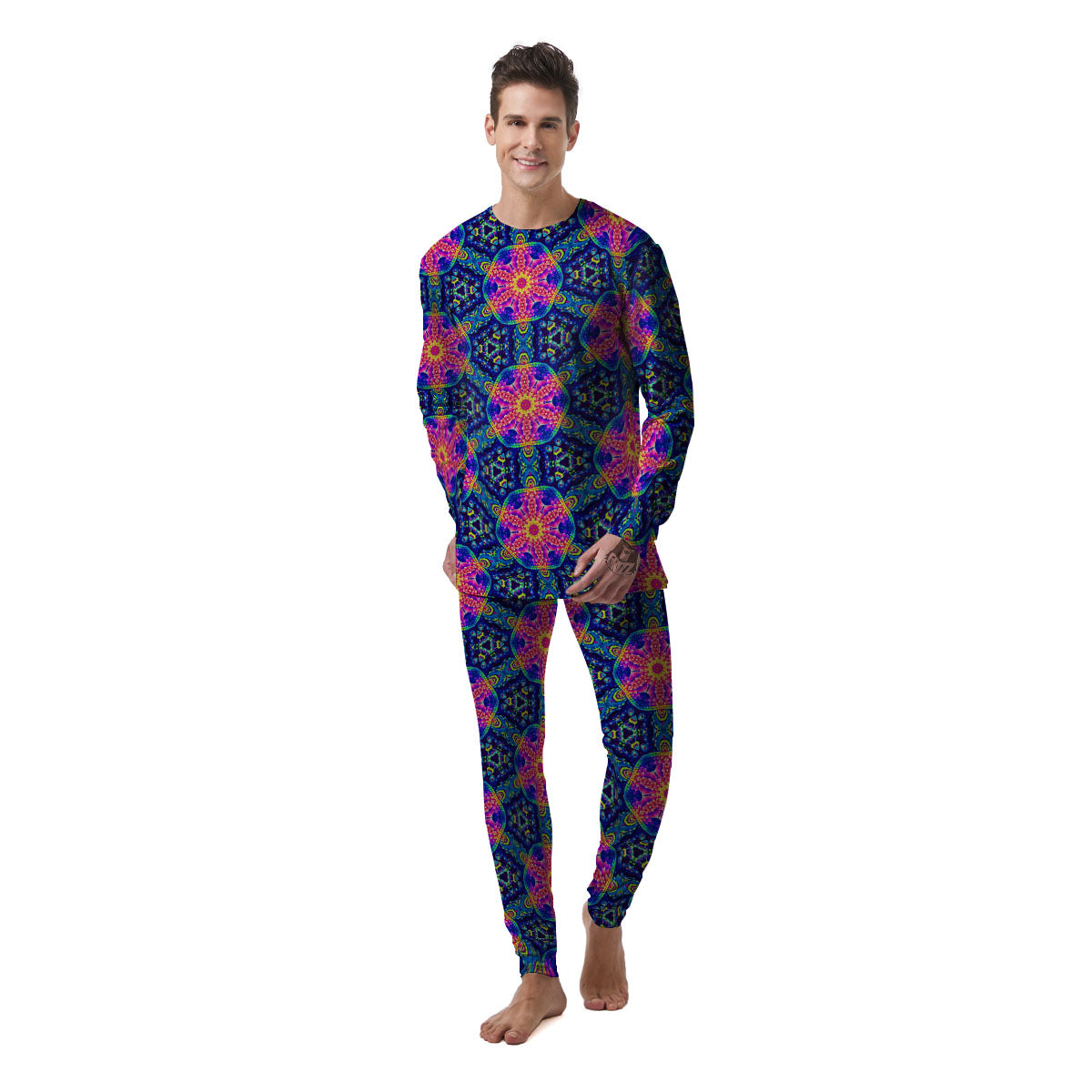 Kaleidoscope Psychedelic Print Pattern Men's Pajamas-grizzshop