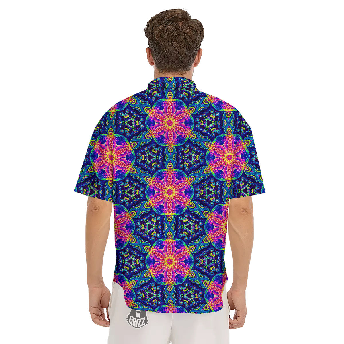 Kaleidoscope Psychedelic Print Pattern Men's Short Sleeve Shirts-grizzshop