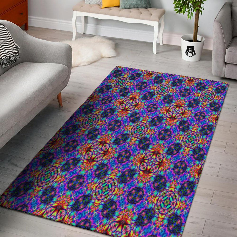 Kaleidoscope Rainbow Print Pattern Floor Mat-grizzshop