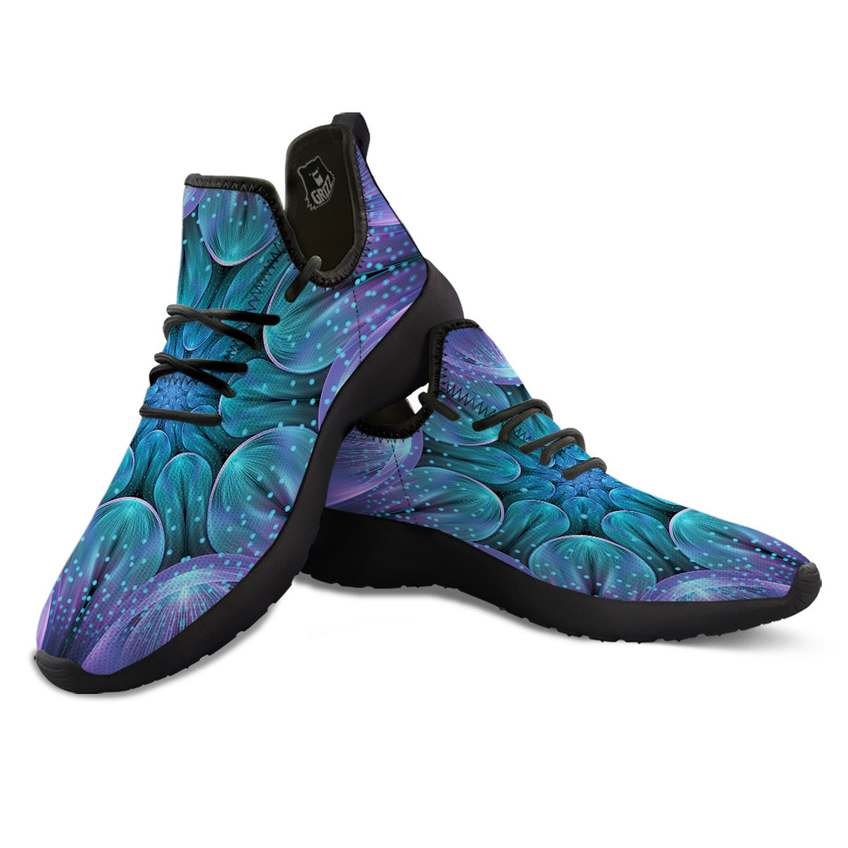 Kaleidoscope Sparkle Print Black Athletic Shoes-grizzshop