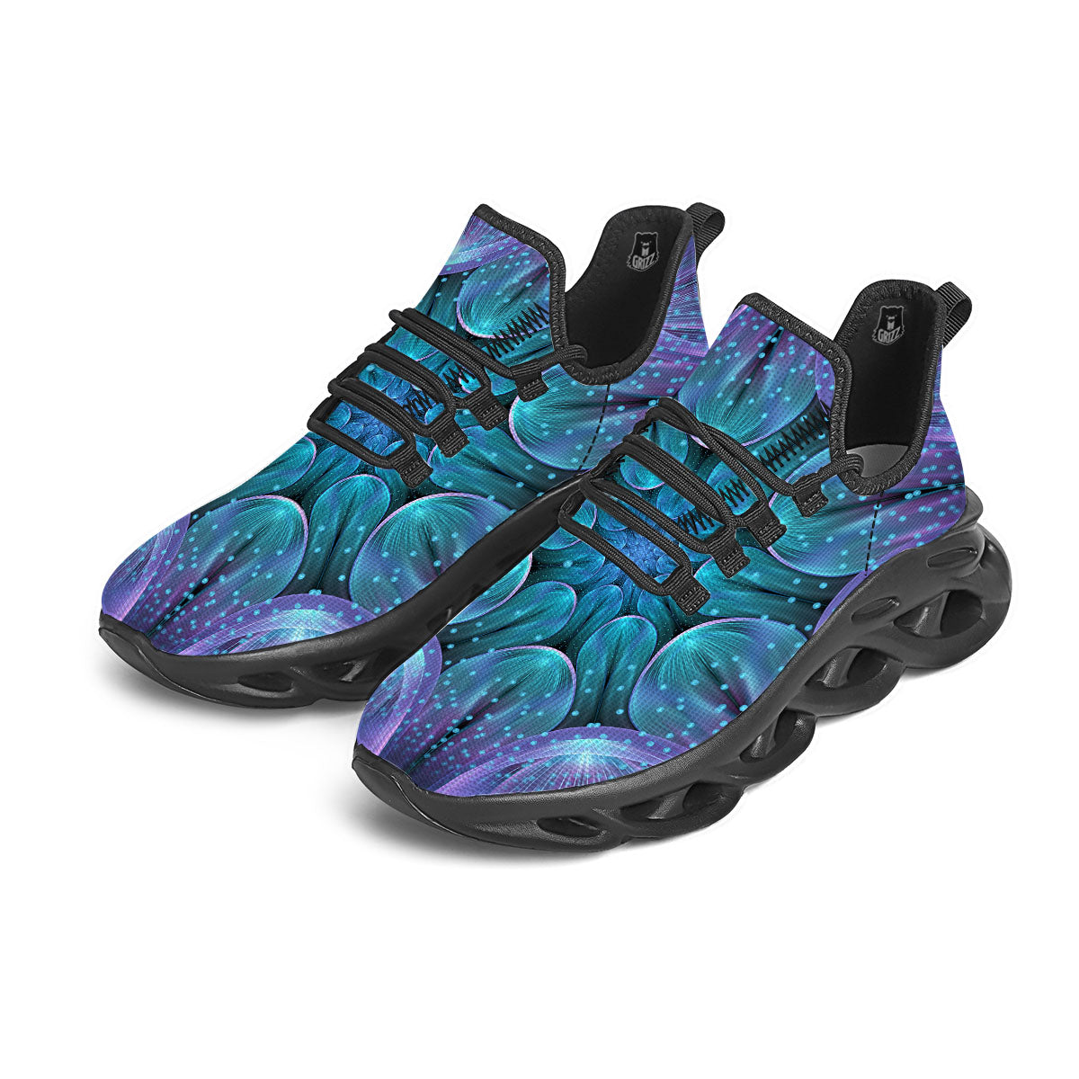 Kaleidoscope Sparkle Print Black Running Shoes-grizzshop