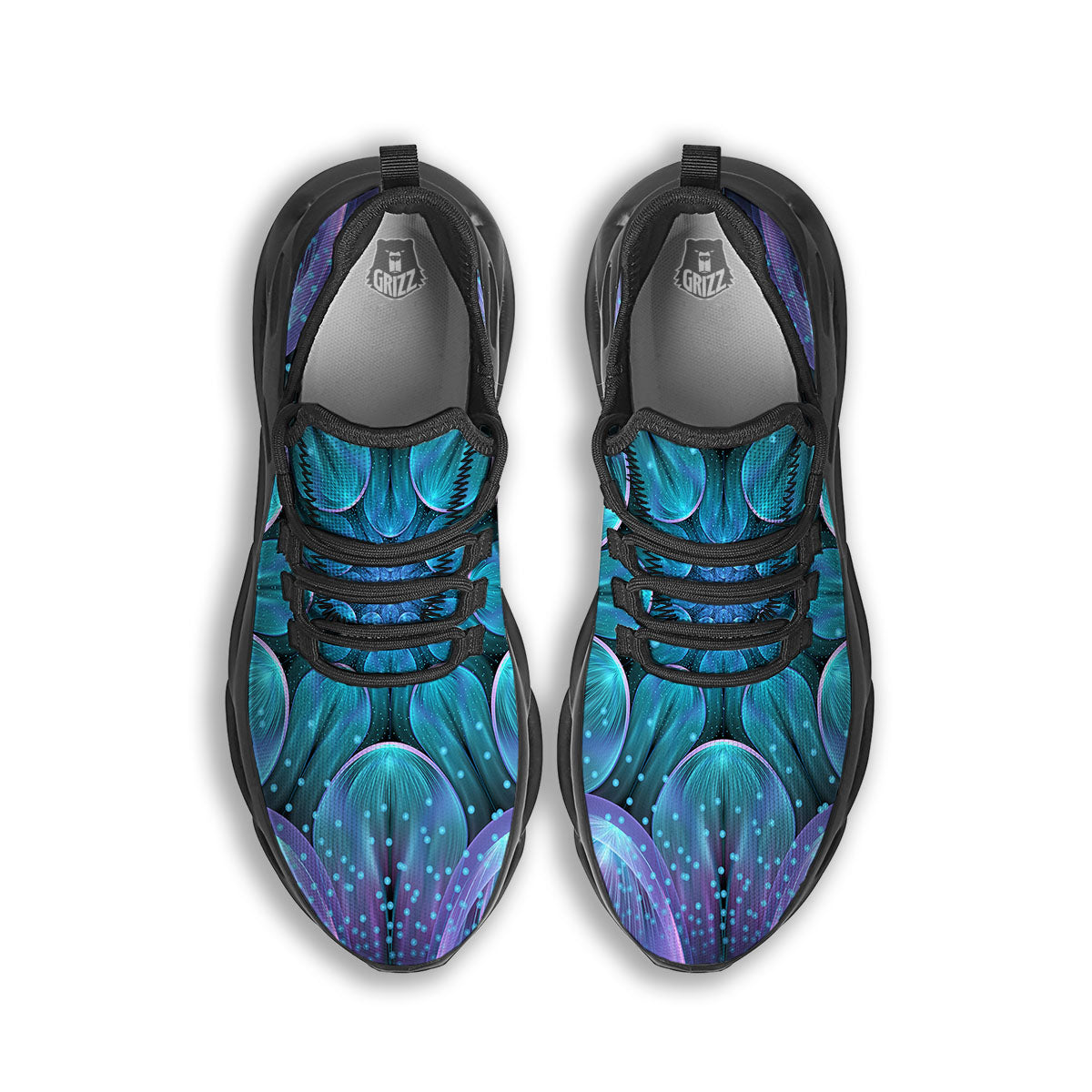 Kaleidoscope Sparkle Print Black Running Shoes-grizzshop