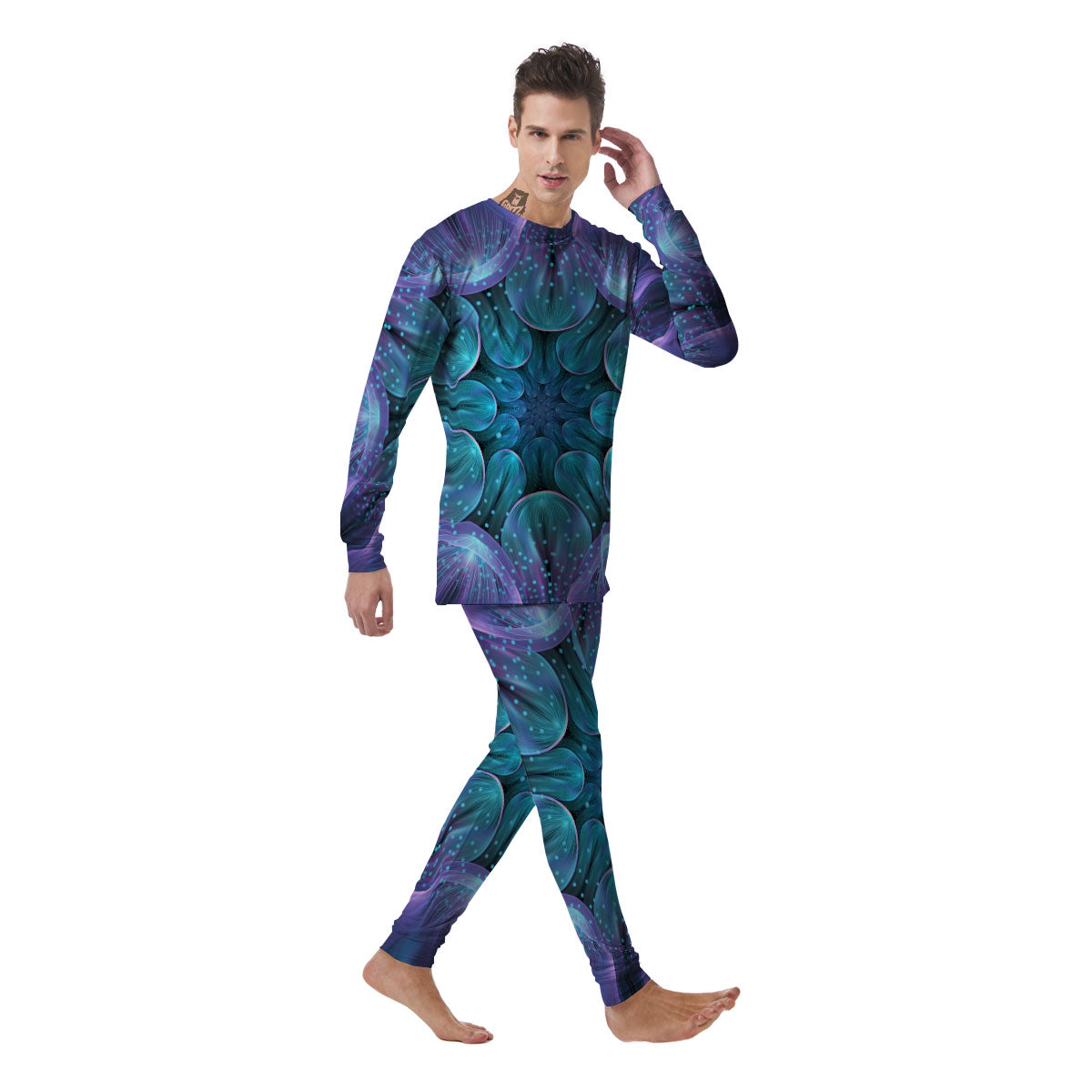 Kaleidoscope Sparkle Print Men's Pajamas-grizzshop