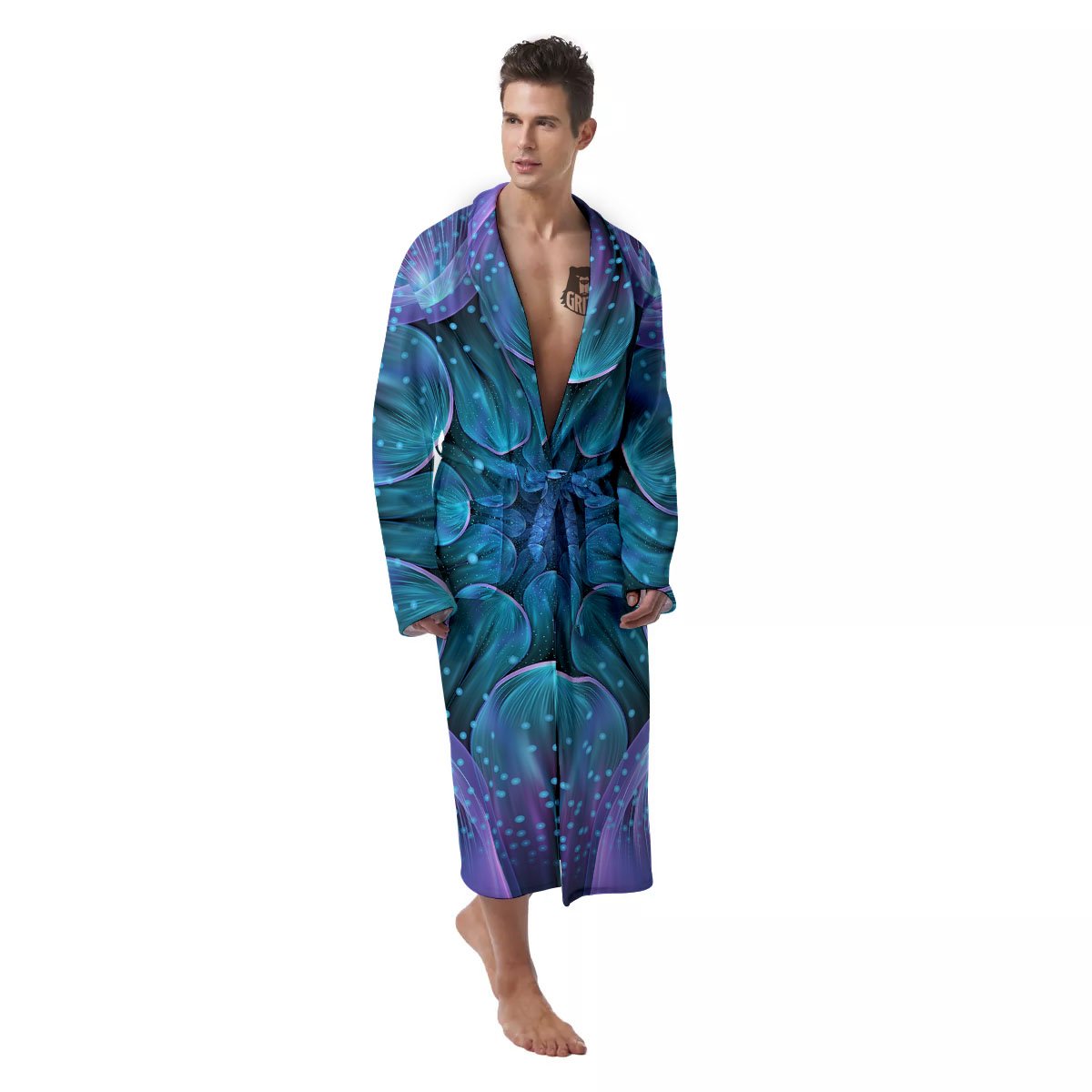 Kaleidoscope Sparkle Print Men's Robe-grizzshop