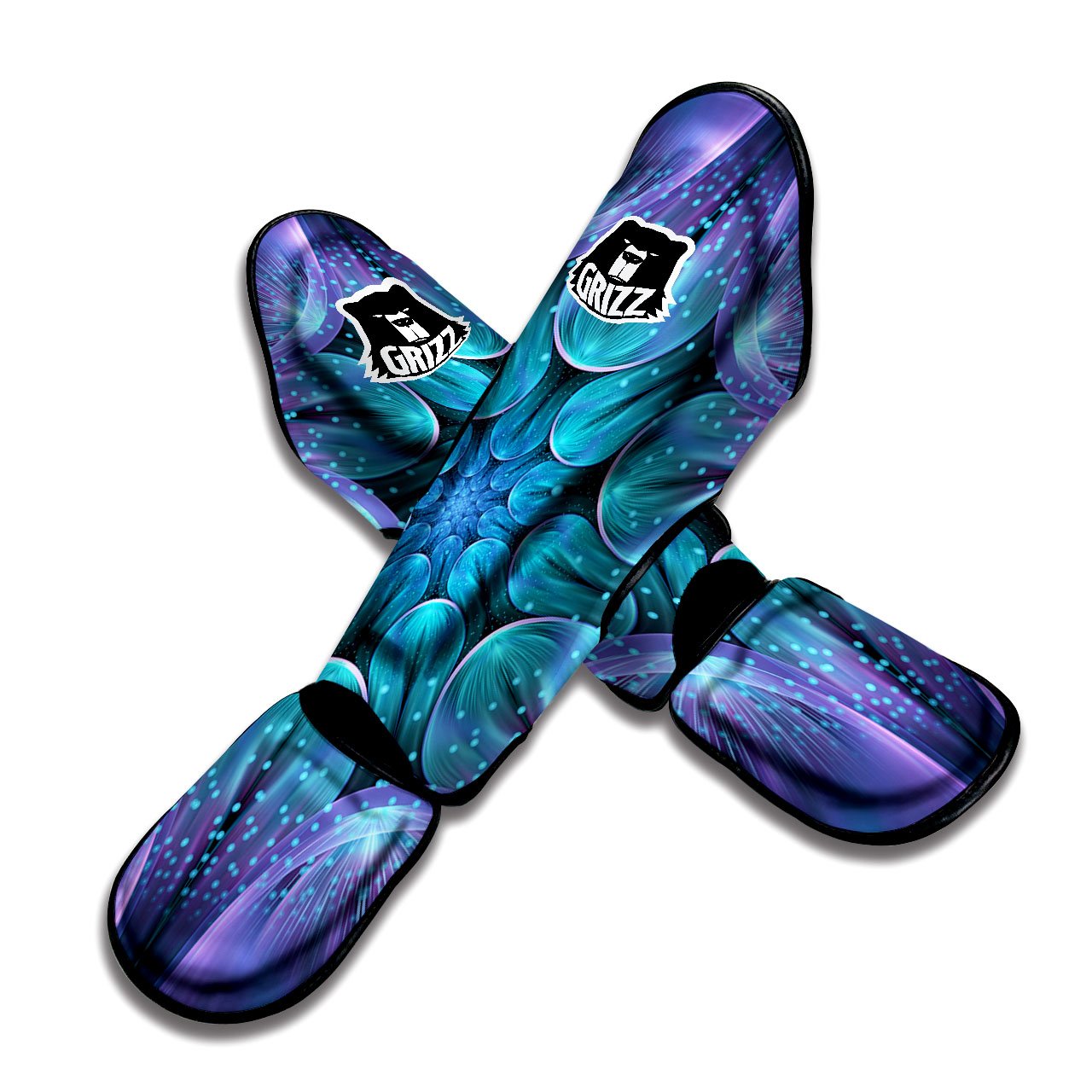 Kaleidoscope Sparkle Print Muay Thai Shin Guards-grizzshop