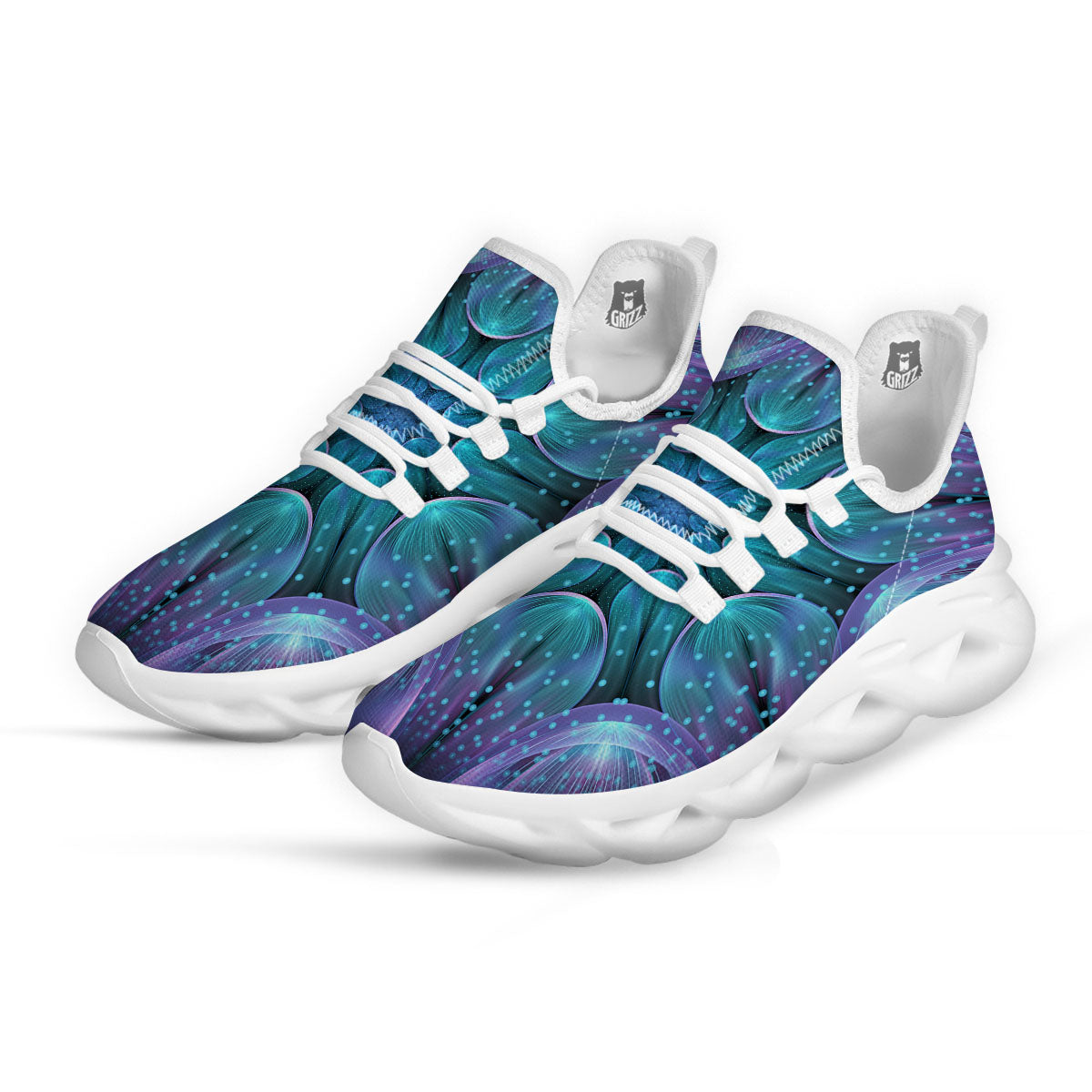 Kaleidoscope Sparkle Print White Running Shoes-grizzshop