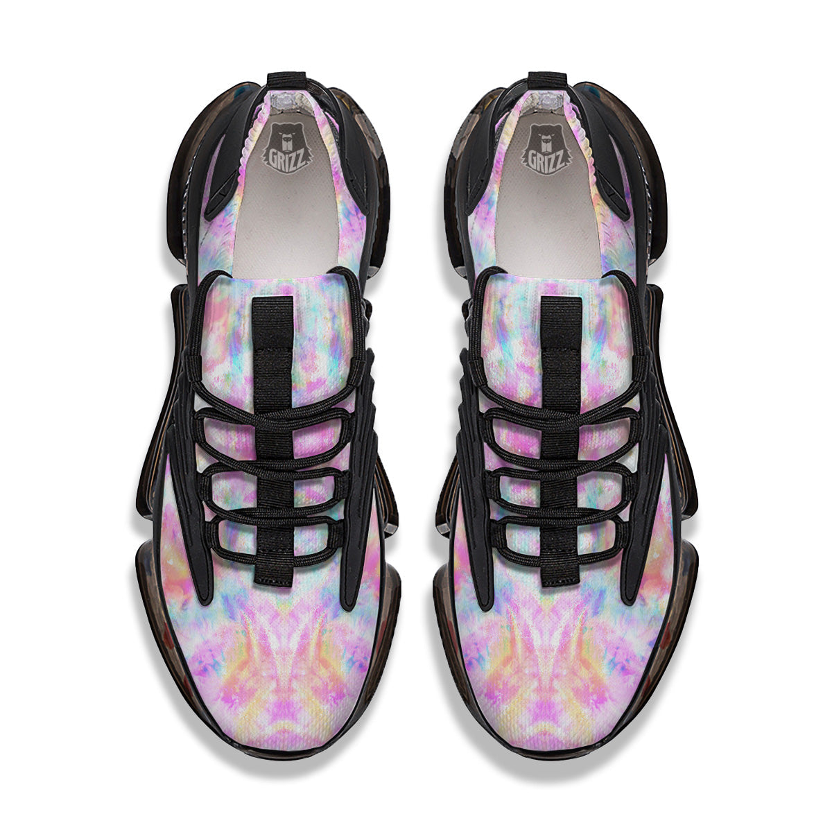 Kaleidoscope Tie Dye Pastel Print Pattern Black Gym Shoes-grizzshop