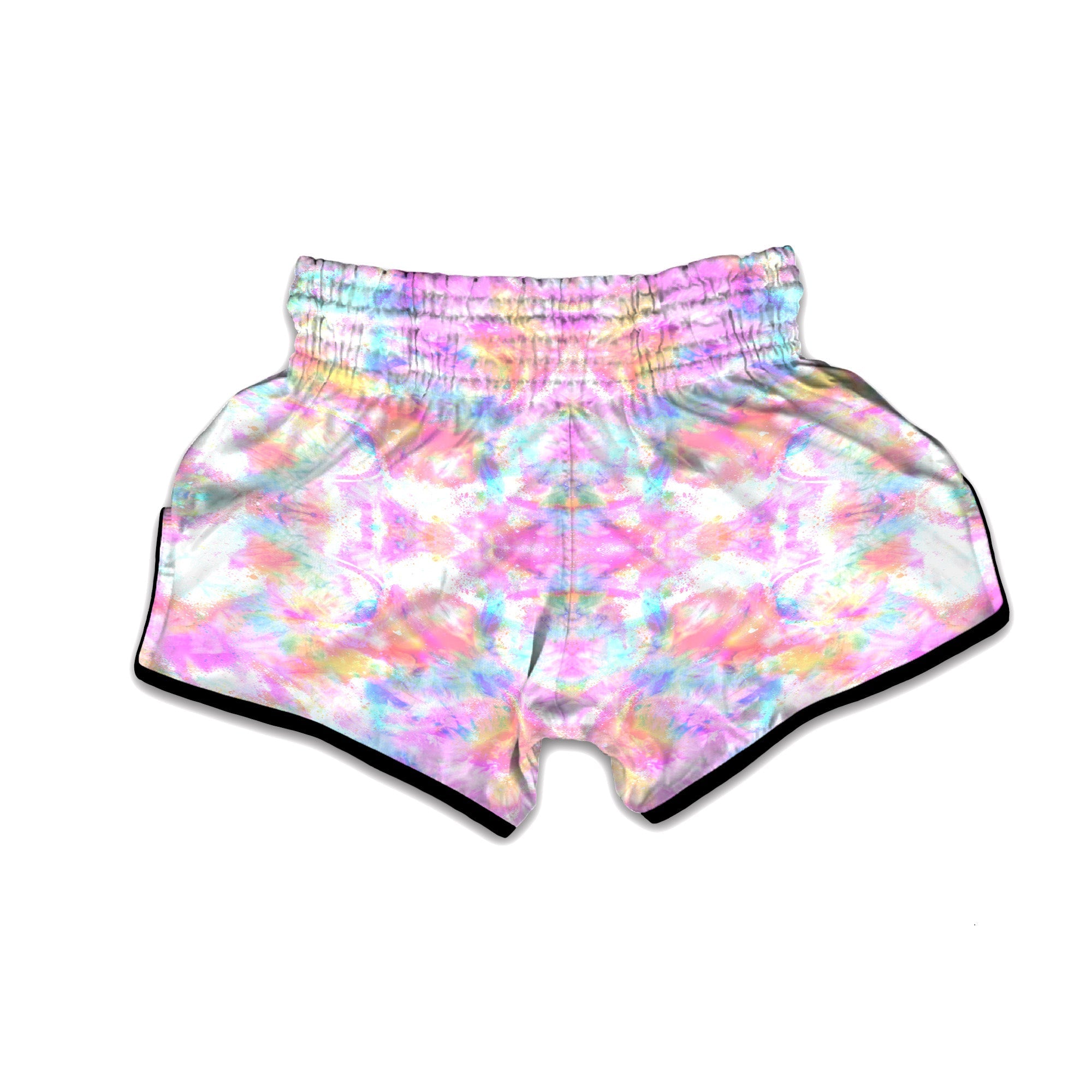 Kaleidoscope Tie Dye Pastel Print Pattern Muay Thai Boxing Shorts-grizzshop
