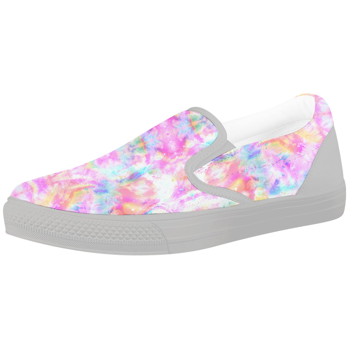 Kaleidoscope Tie Dye Pastel Print Pattern White Slip On Shoes-grizzshop