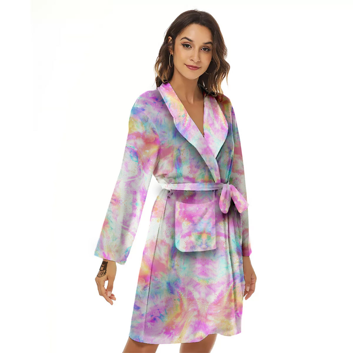 Kaleidoscope Tie Dye Pastel Print Pattern Women's Robe-grizzshop
