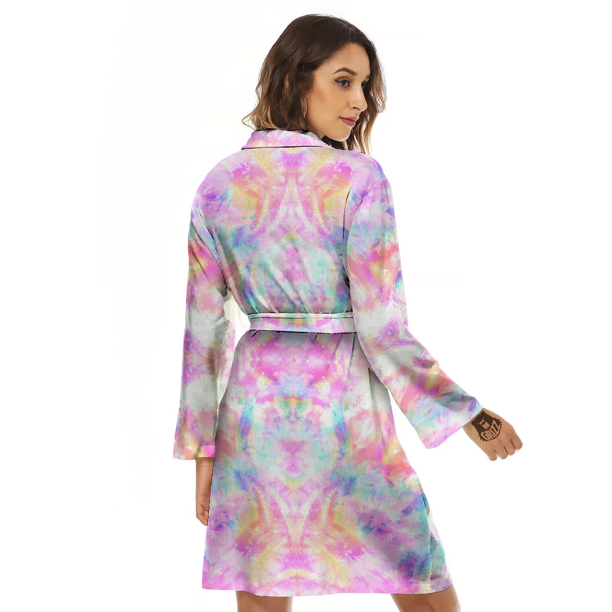 Kaleidoscope Tie Dye Pastel Print Pattern Women's Robe-grizzshop