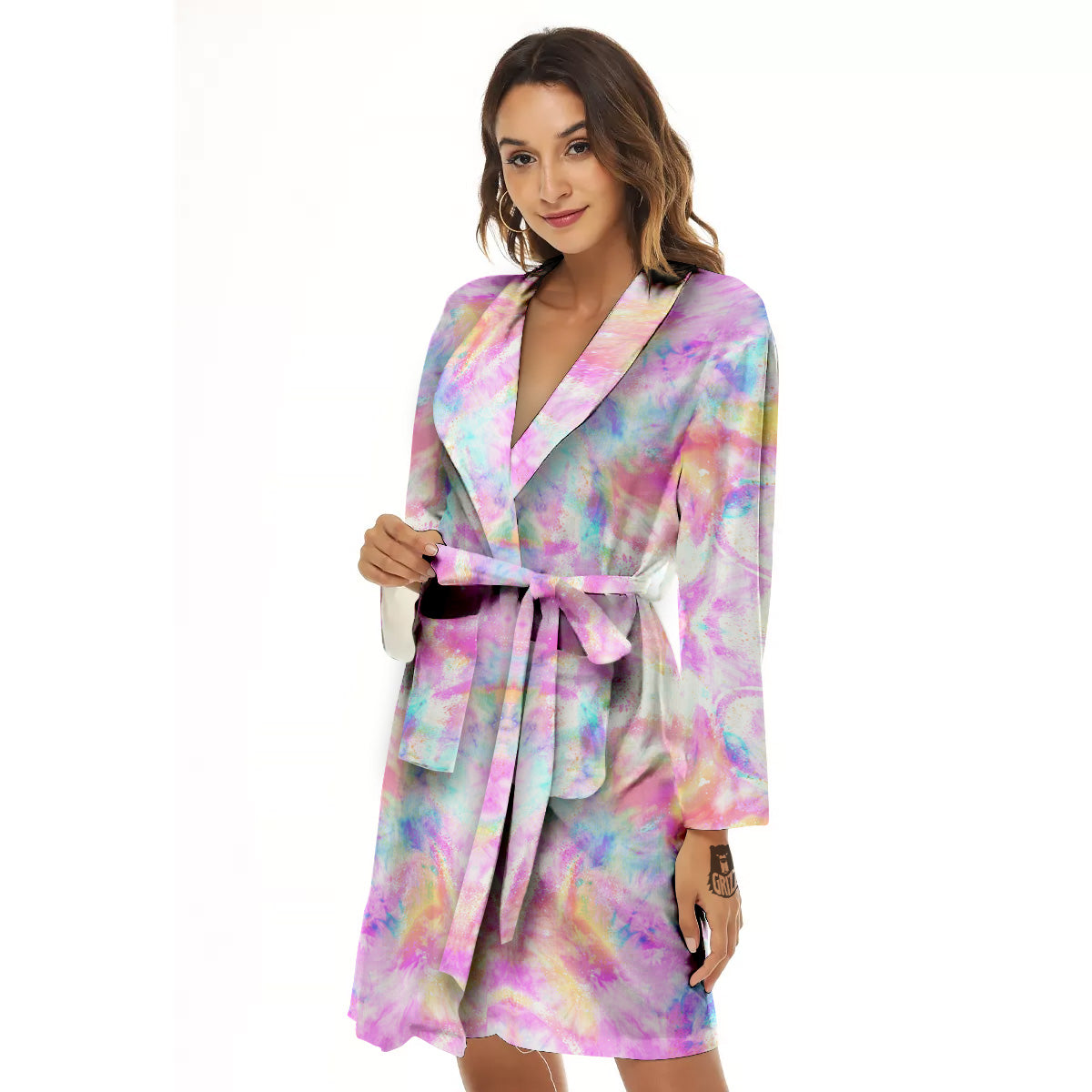 Kaleidoscope Tie Dye Pastel Print Pattern Women's Robe-grizzshop