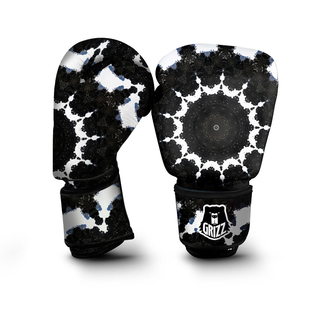Kaleidoscope White And Black Print Boxing Gloves-grizzshop