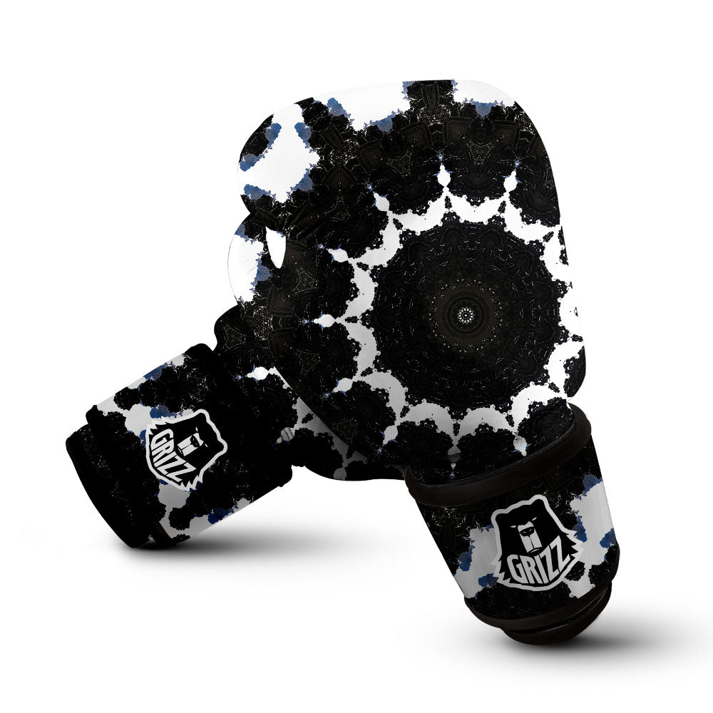 Kaleidoscope White And Black Print Boxing Gloves-grizzshop