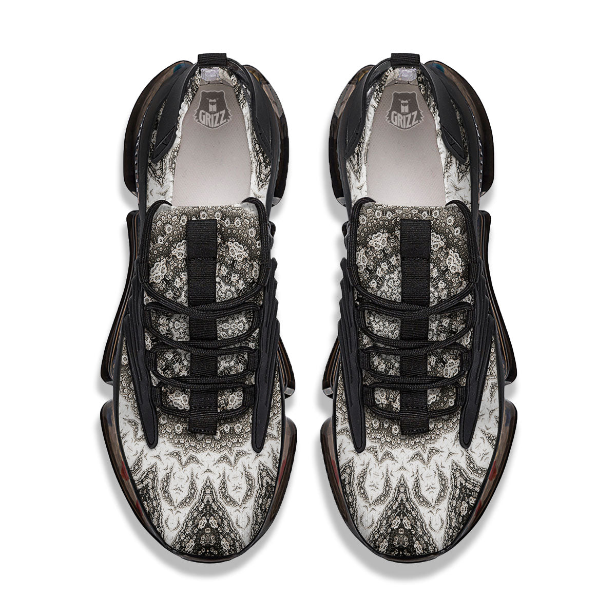 Kaleidoscope White Print Black Gym Shoes-grizzshop