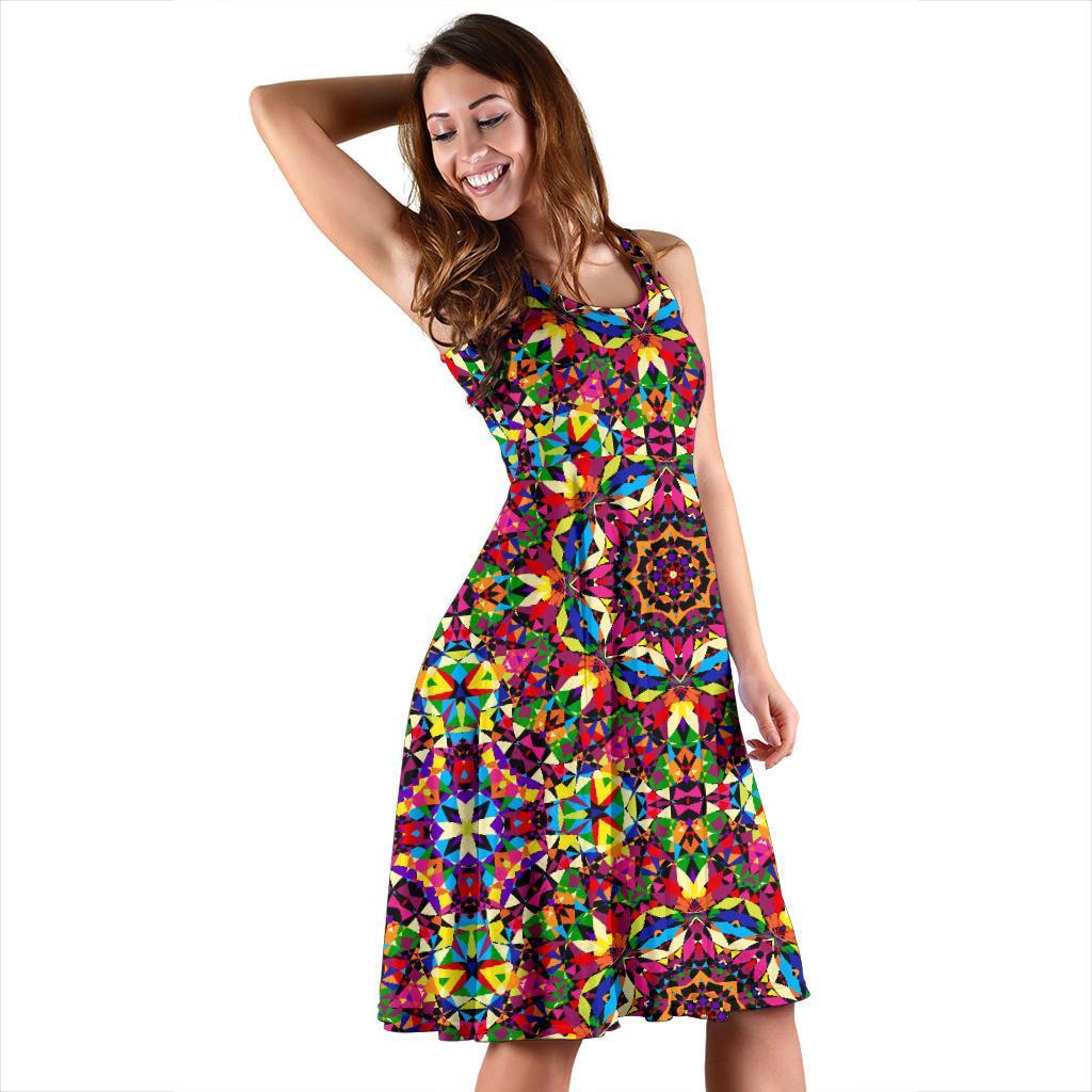 Kaleidoscope Pattern Print Dress-grizzshop