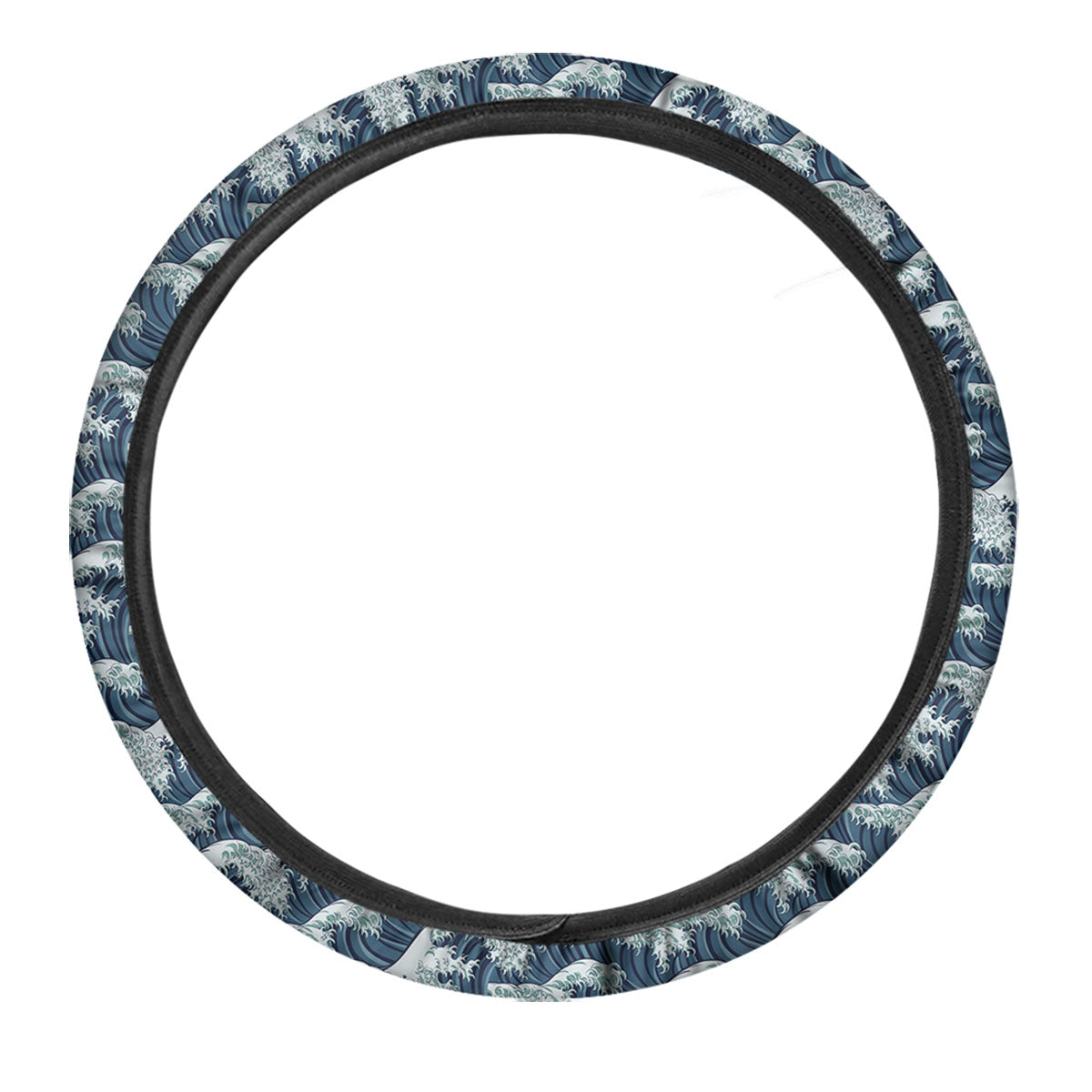 Kanagawa Wave Japanese Print Pattern Car Steering Wheel Cover-grizzshop
