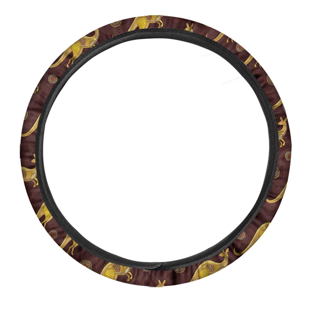 Kangaroo Aboriginal Print Pattern Car Steering Wheel Cover-grizzshop