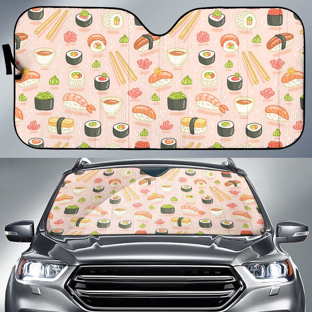 Kawaii Sushi Pattern Print Car Sun Shade-grizzshop