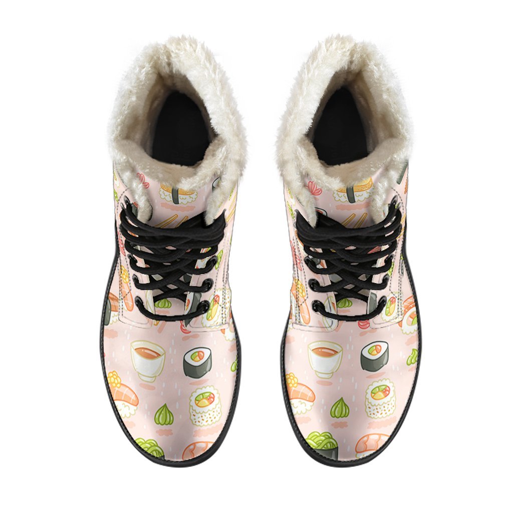 Kawaii Sushi Pattern Print Comfy Winter Boots-grizzshop