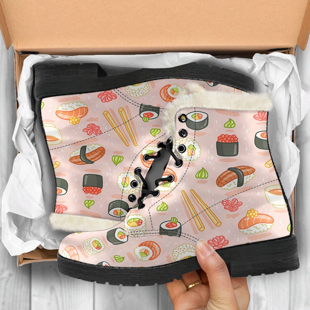 Kawaii Sushi Pattern Print Comfy Winter Boots-grizzshop