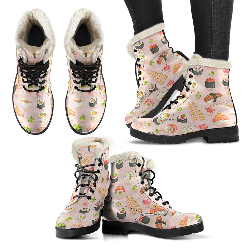 Kawaii Sushi Pattern Print Comfy Winter Boots-grizzshop
