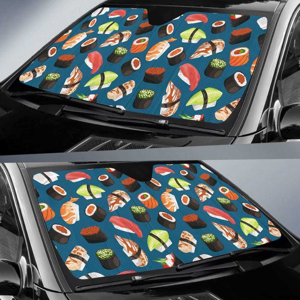 Kawaii Sushi Print Pattern Car Sun Shade-grizzshop