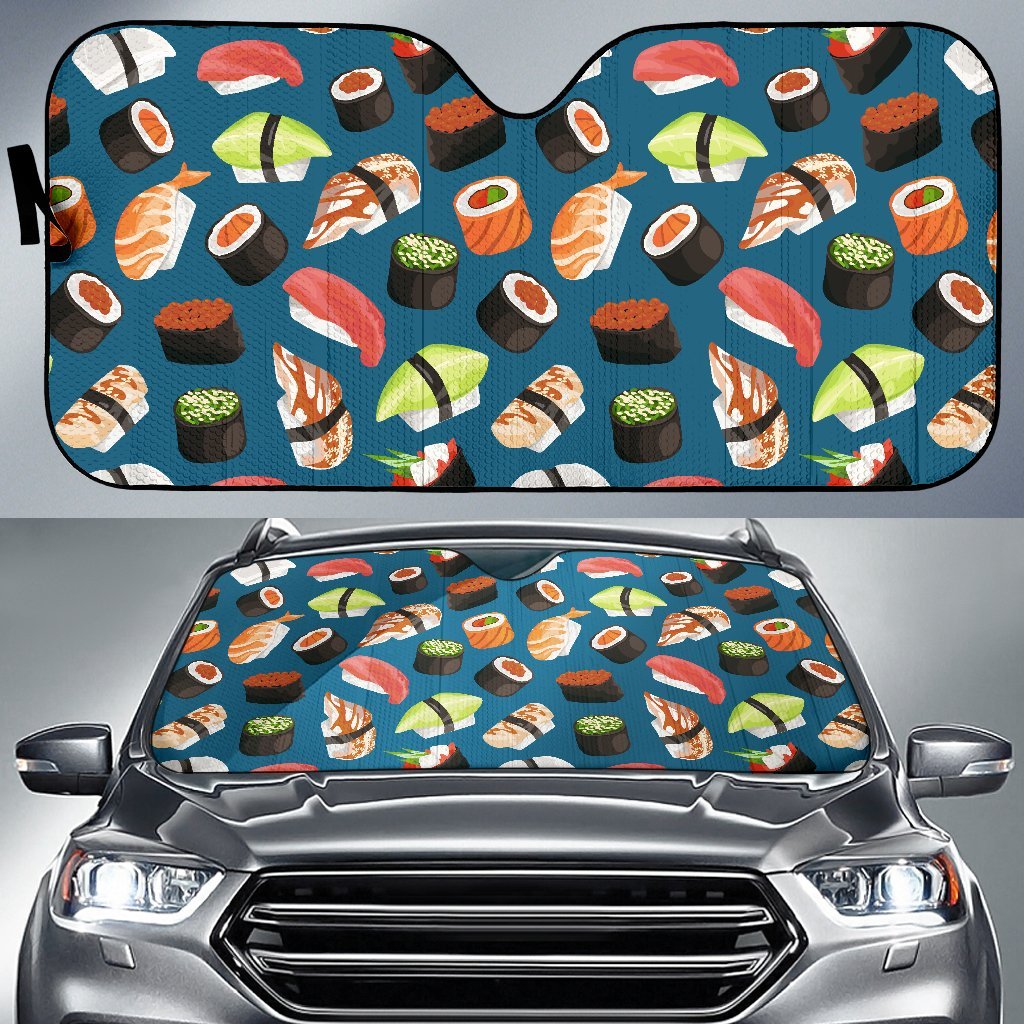 Kawaii Sushi Print Pattern Car Sun Shade-grizzshop