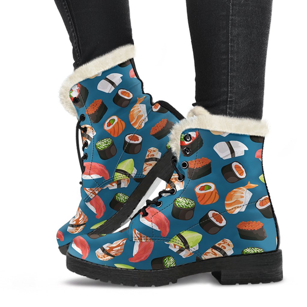 Kawaii Sushi Print Pattern Comfy Winter Boots-grizzshop