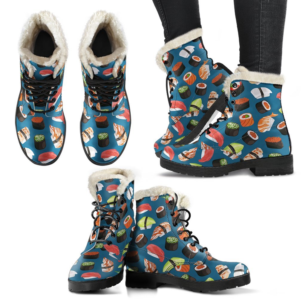Kawaii Sushi Print Pattern Comfy Winter Boots-grizzshop