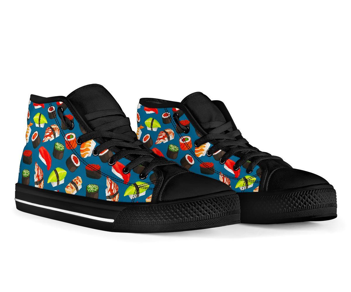 Kawaii Sushi Print Pattern Men Women's High Top Shoes-grizzshop