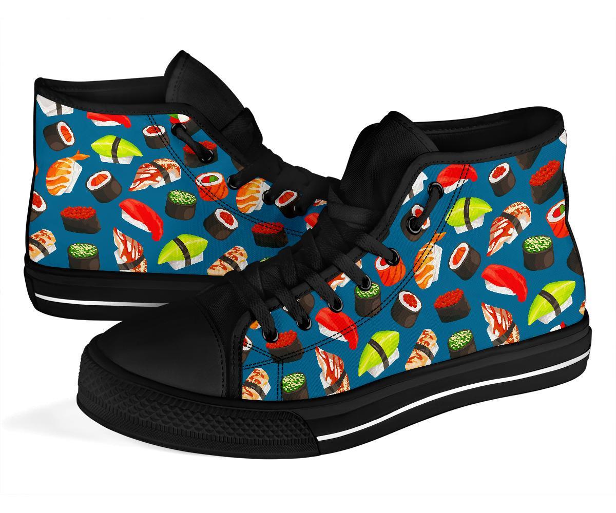 Kawaii Sushi Print Pattern Men Women's High Top Shoes-grizzshop