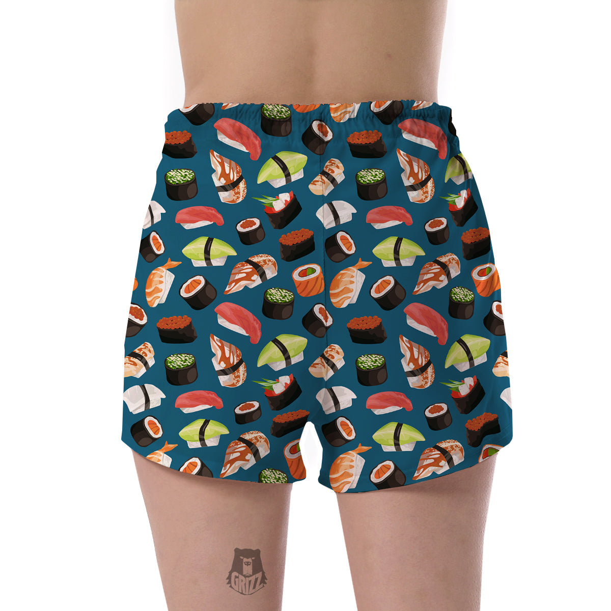 Kawaii Sushi Print Pattern Women's Shorts-grizzshop