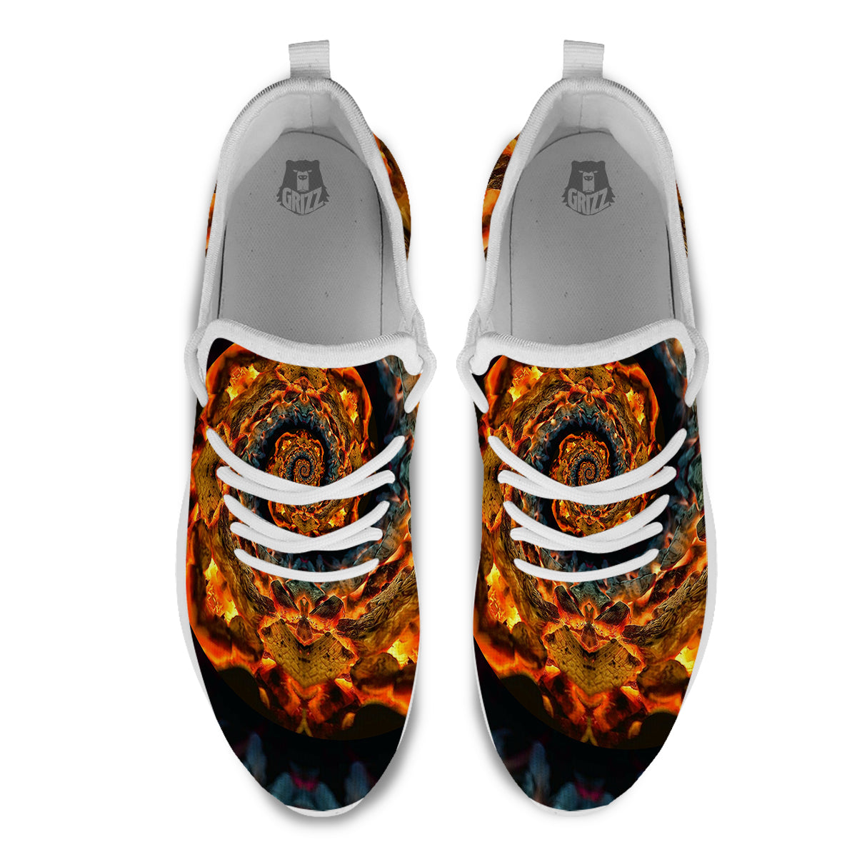 Keleidoscope Lava Texture Print White Athletic Shoes-grizzshop