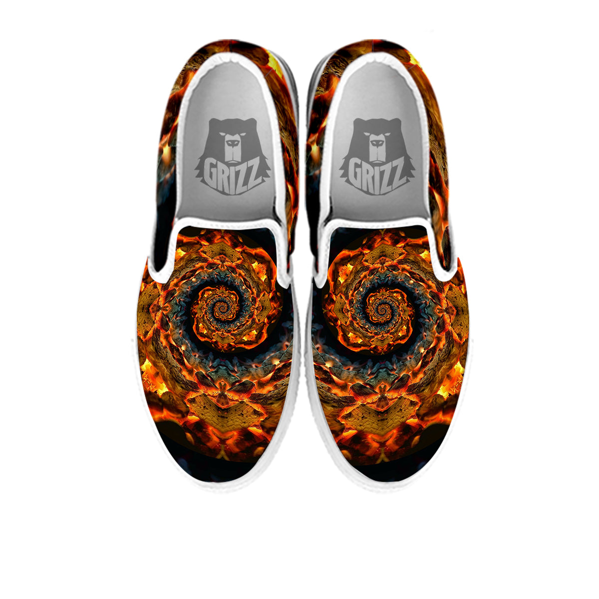 Keleidoscope Lava Texture Print White Slip On Shoes-grizzshop