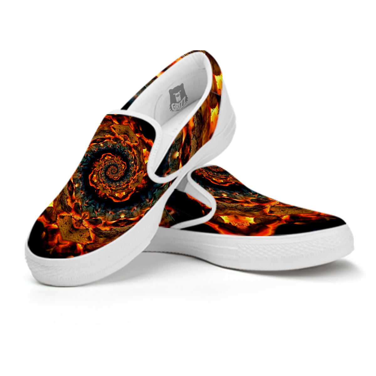 Keleidoscope Lava Texture Print White Slip On Shoes-grizzshop