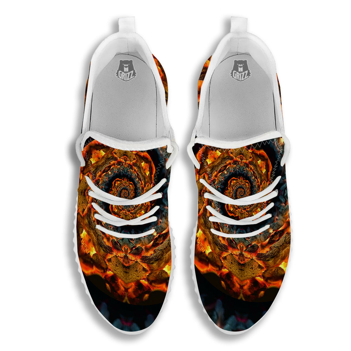 Keleidoscope Lava Texture Print White Walking Shoes-grizzshop
