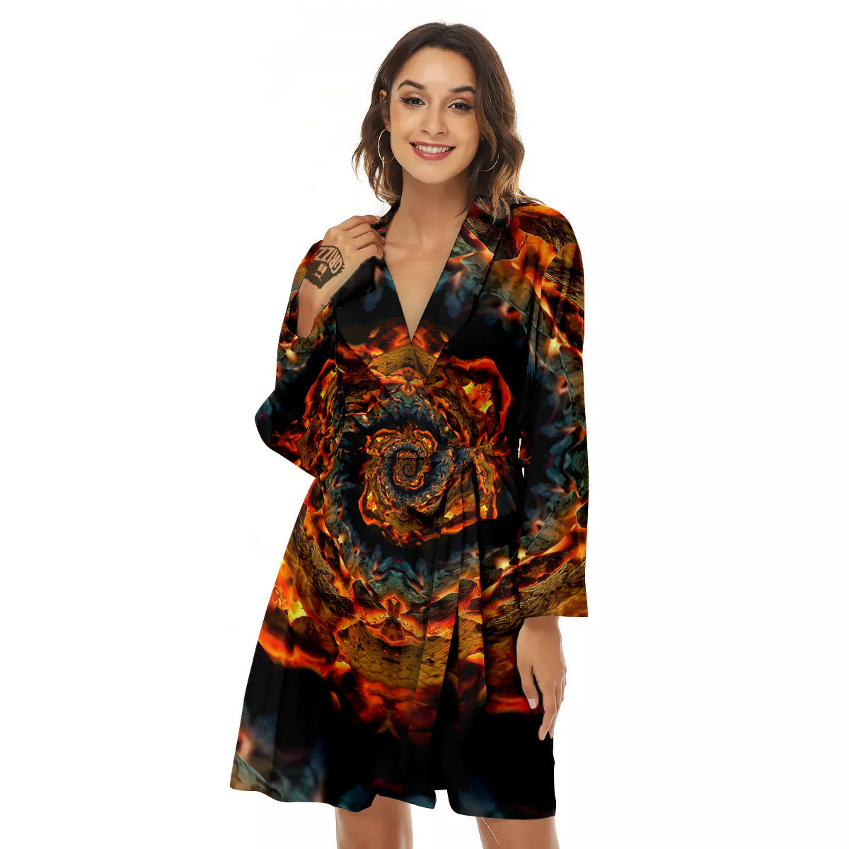 Keleidoscope Lava Texture Print Women's Robe-grizzshop