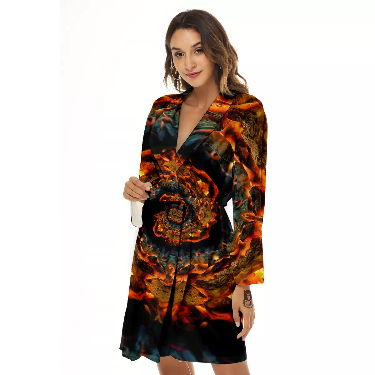 Keleidoscope Lava Texture Print Women's Robe-grizzshop
