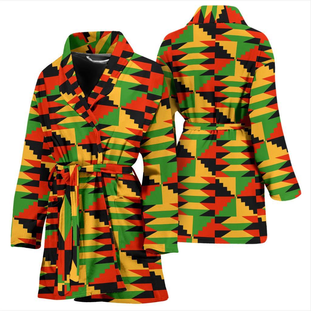 Kente African Pattern Print Women Long Robe-grizzshop