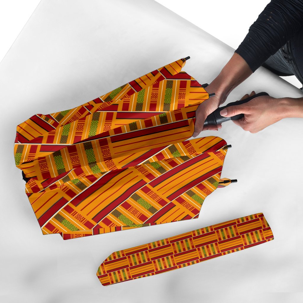 Kente African Print Pattern Automatic Foldable Umbrella-grizzshop