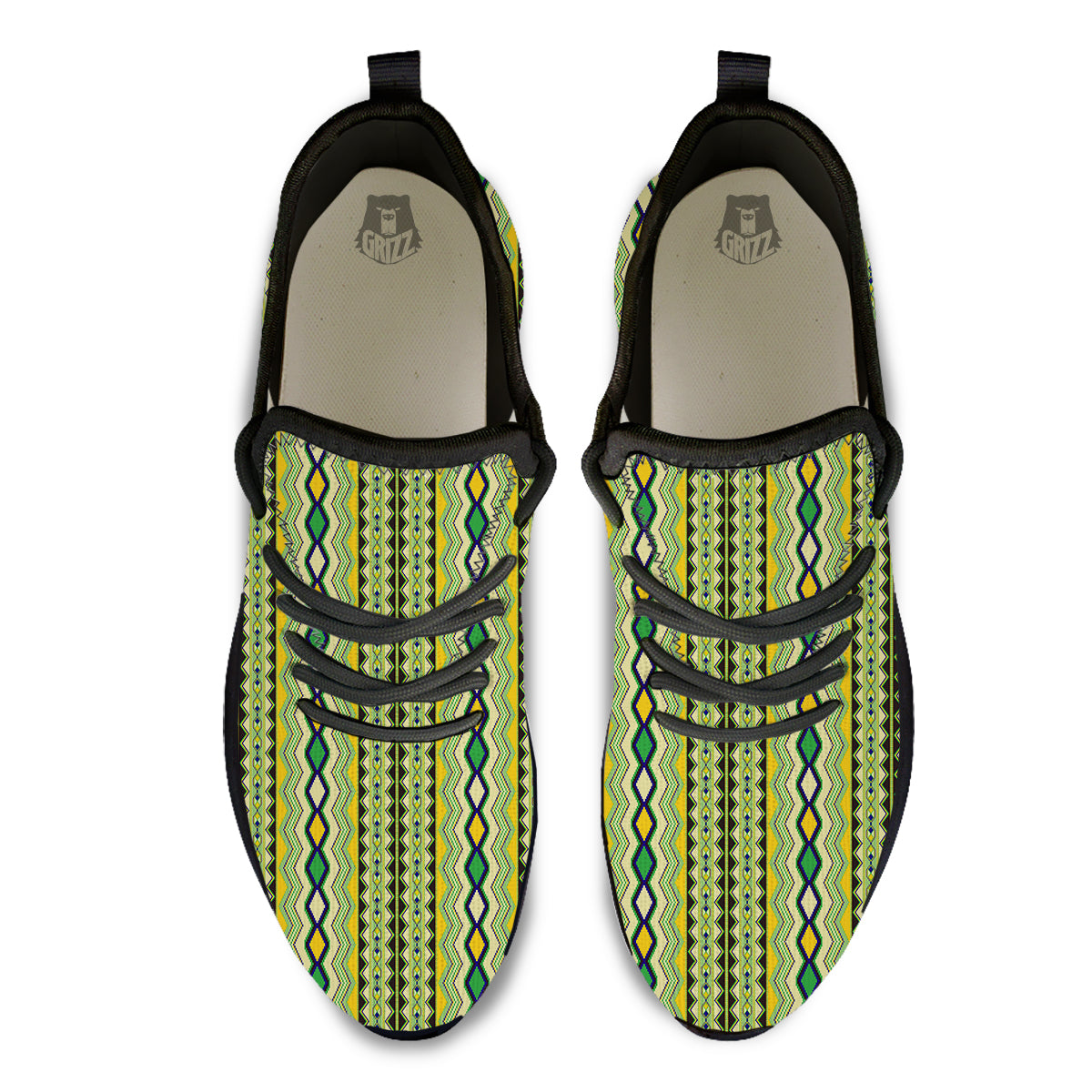 Kente African Print Pattern Black Athletic Shoes-grizzshop