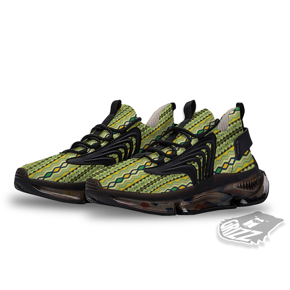 Kente African Print Pattern Black Gym Shoes-grizzshop