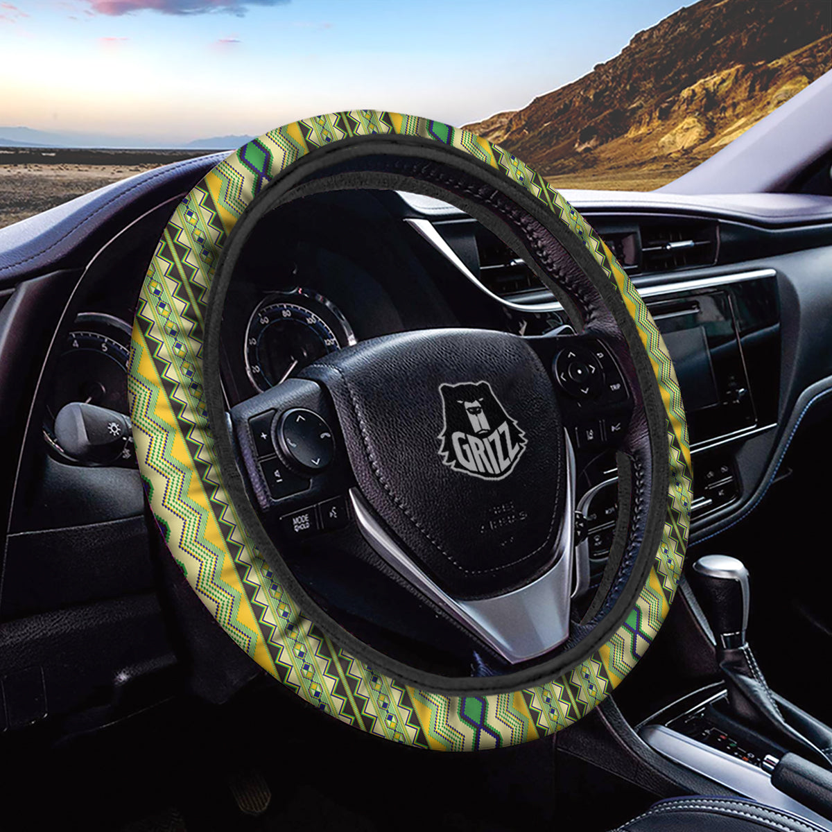 Kente African Print Pattern Car Steering Wheel Cover-grizzshop