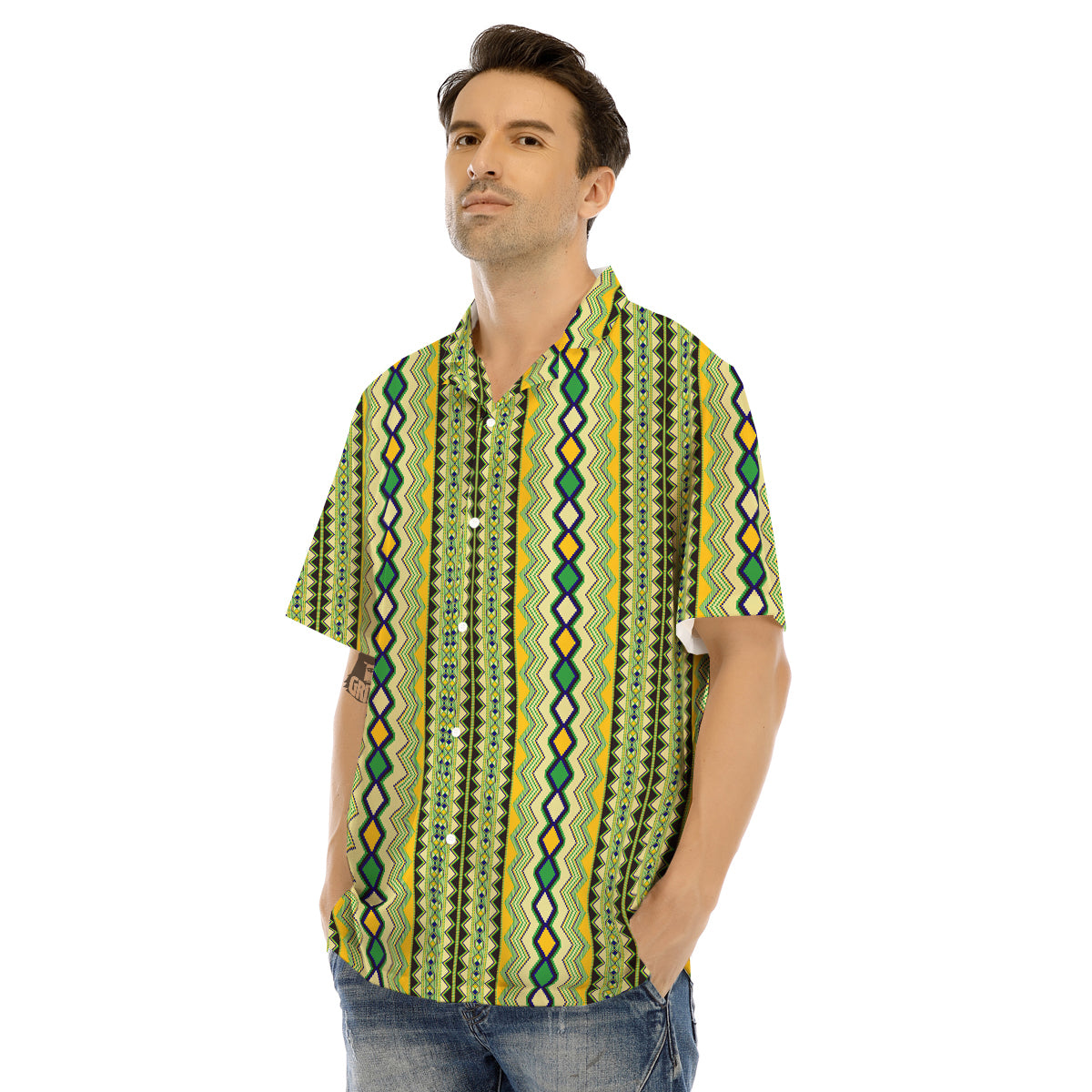 Kente African Print Pattern Men's Hawaiian Shirt-grizzshop